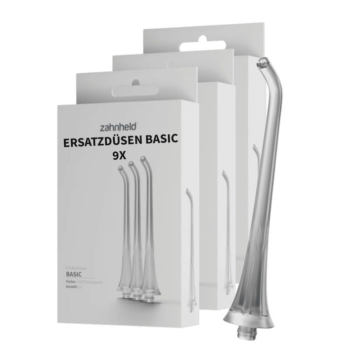 Zahnheld® Ersatzdüsen Basic für Munddusche Aquadent (9 Stück, weiss) 9 Stück Weiss, 9 Stück Weiss
