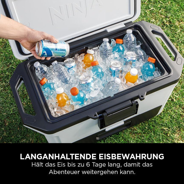 Ninja FrostVault Hard Cooler 47L, Premium isolierte Kühlbox, hält Eis bis zu 6 Tage, integrierte Tro