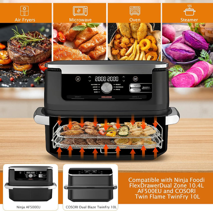 Heissluftfritteuse Zubehör Stapelbar For Ninja AF500EU, Airfryer Gitter Kompatibel Mit COSORI Dual B
