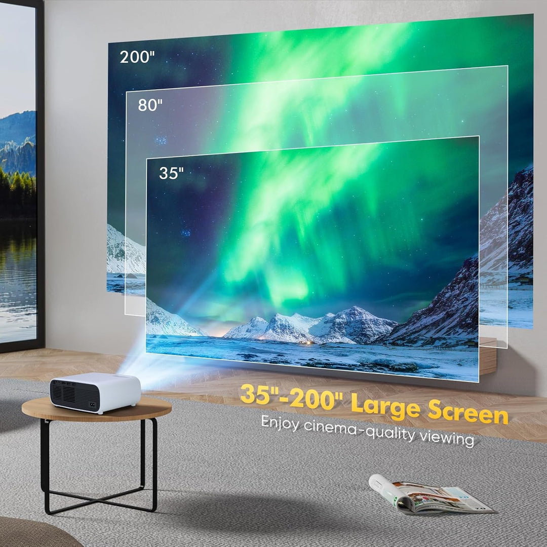 Mini Beamer mit WiFi und Bluetooth, 18000 Lumen, Full HD 1080P Auflösung Beamer 4k Heimkino, Unterst