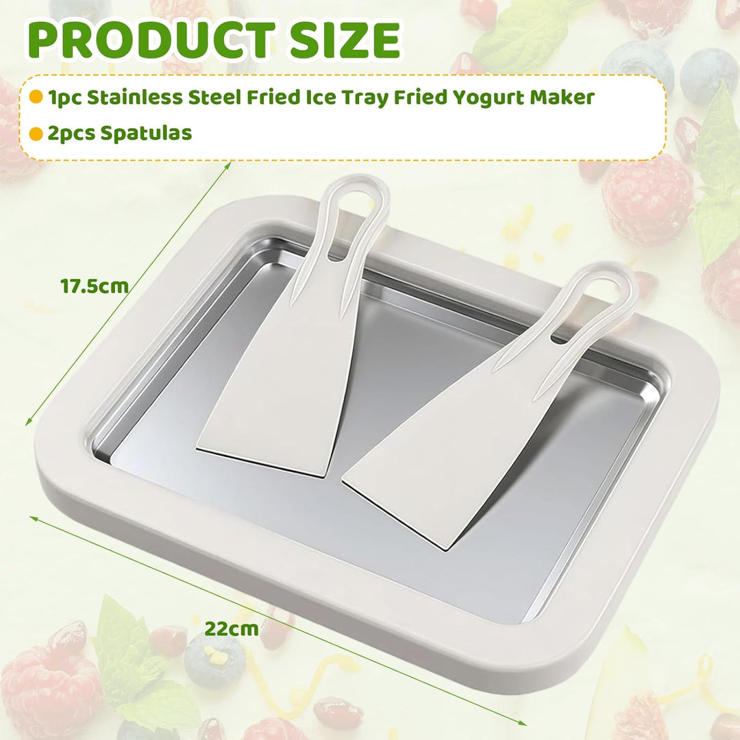 Heimgerollte Eismaschine, Instant-Eismaschine mit 2 Schabern, DIY-Eiscreme-Tablett für gerolltes Eis