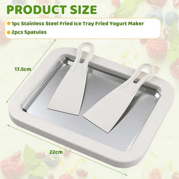 Heimgerollte Eismaschine, Instant-Eismaschine mit 2 Schabern, DIY-Eiscreme-Tablett für gerolltes Eis