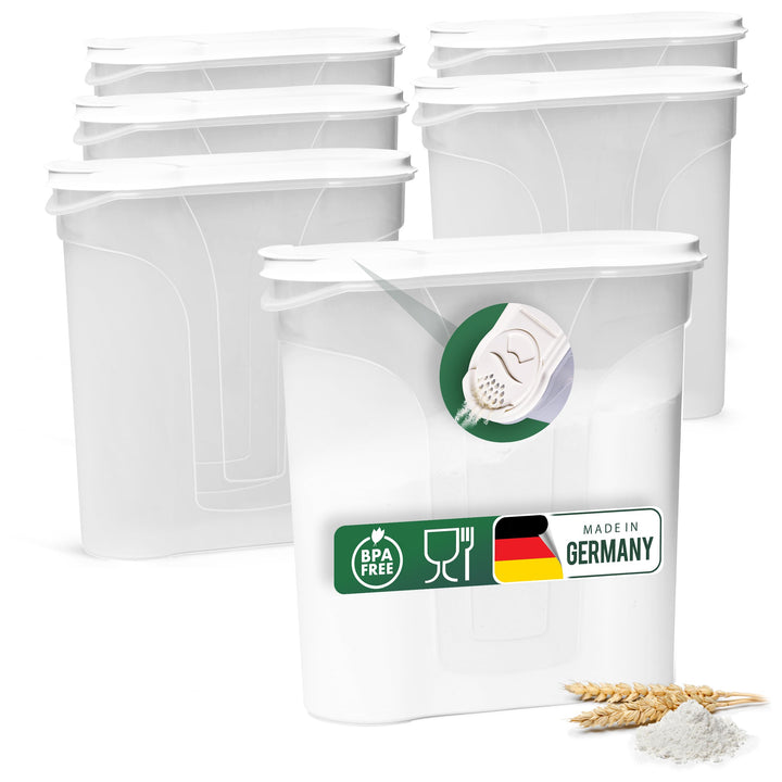 Novaliv Schüttdosen 6er Set Vorratsdose zum Streuen 4 Liter - Masse (LxBxH): 25,5 x 25,5 x 10 cm - D