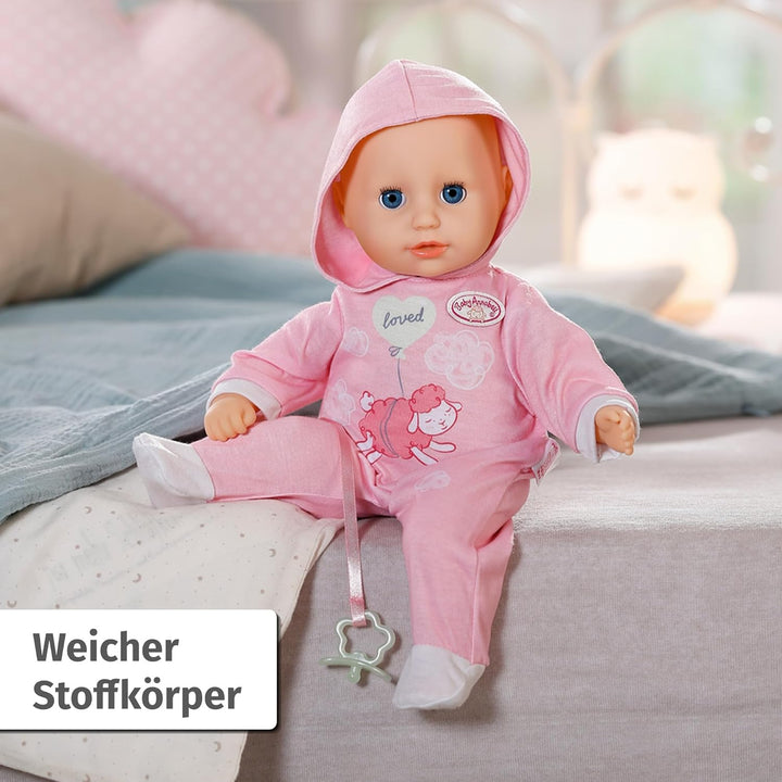 Baby Annabell Hannah Spiel mit mir, Babypuppe mit 5 Funktionen, weichem Stoffkörper und Accessoires,