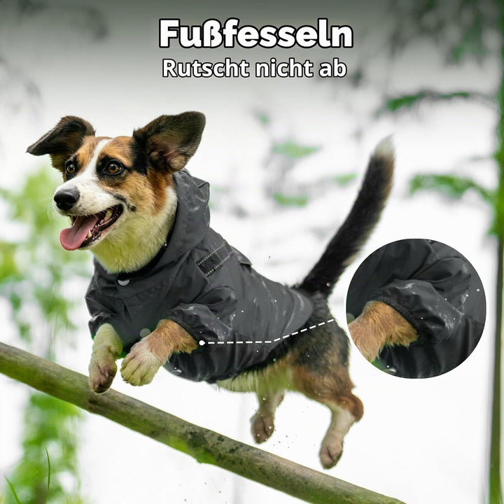 JoyDaog Premium-Regenmantel Mit Kapuze für Mittelgrosse Hunde, Outdoor-Sport, Wasserdichte Regenjack