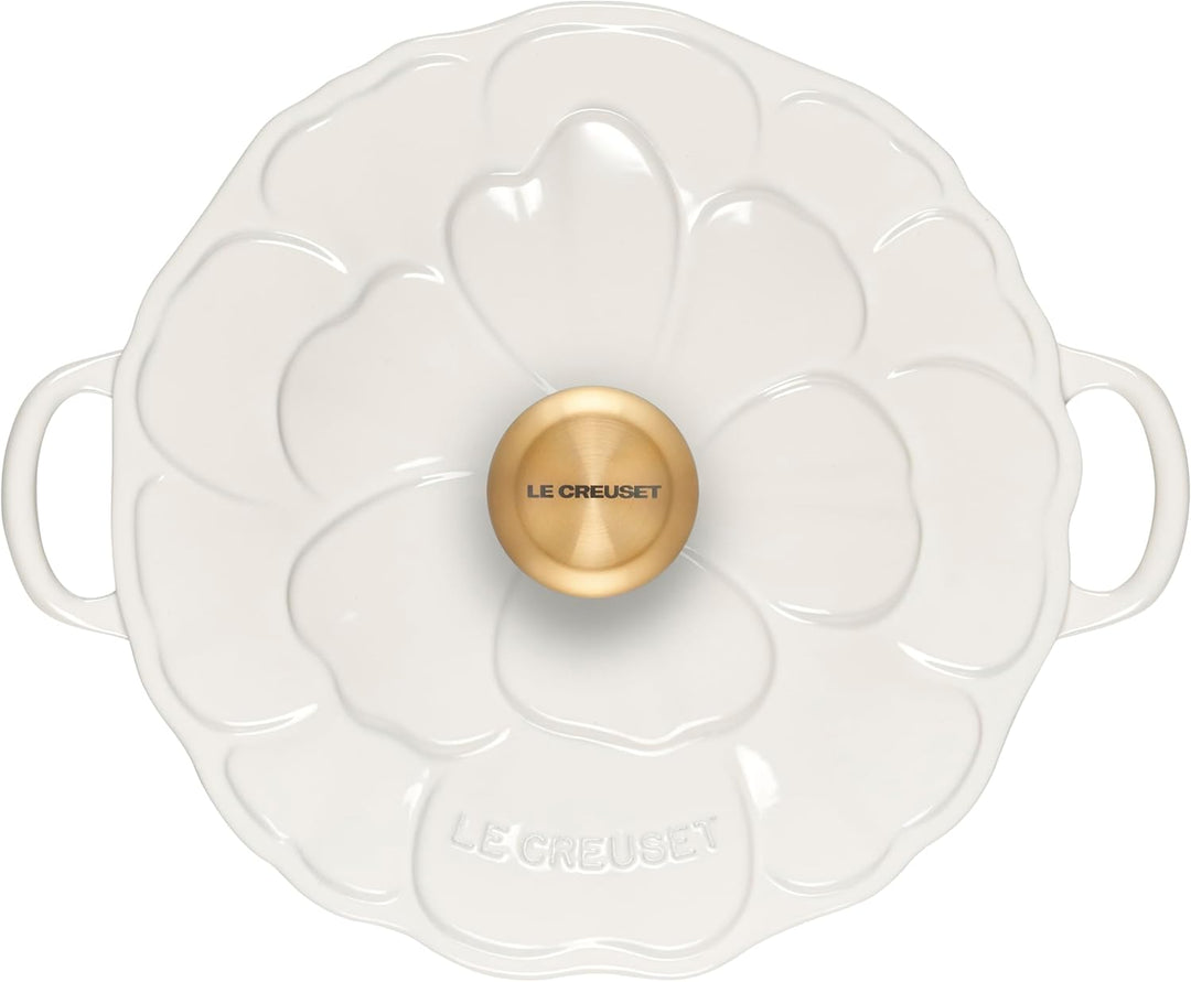 LE CREUSET Bräter Signature – Campagnard Blossom – Weiss – ø 26 cm / 2,2 Liter Weiss/opulenter Garte