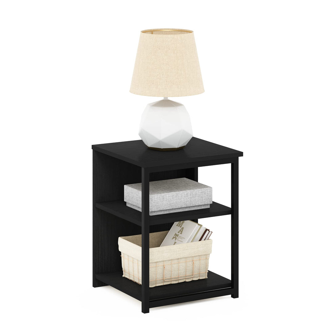 Furinno Camnus Modern Living Beistelltisch, Nachttisch, dunkelgrau (Americano)/schwarz Dunkelgrau (A