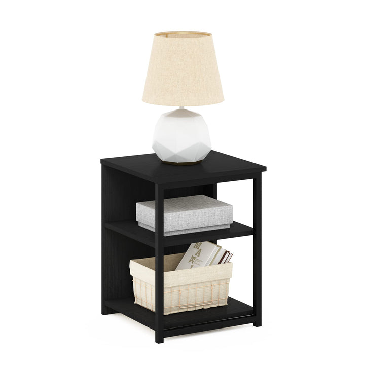 Furinno Camnus Modern Living Beistelltisch, Nachttisch, dunkelgrau (Americano)/schwarz Dunkelgrau (A