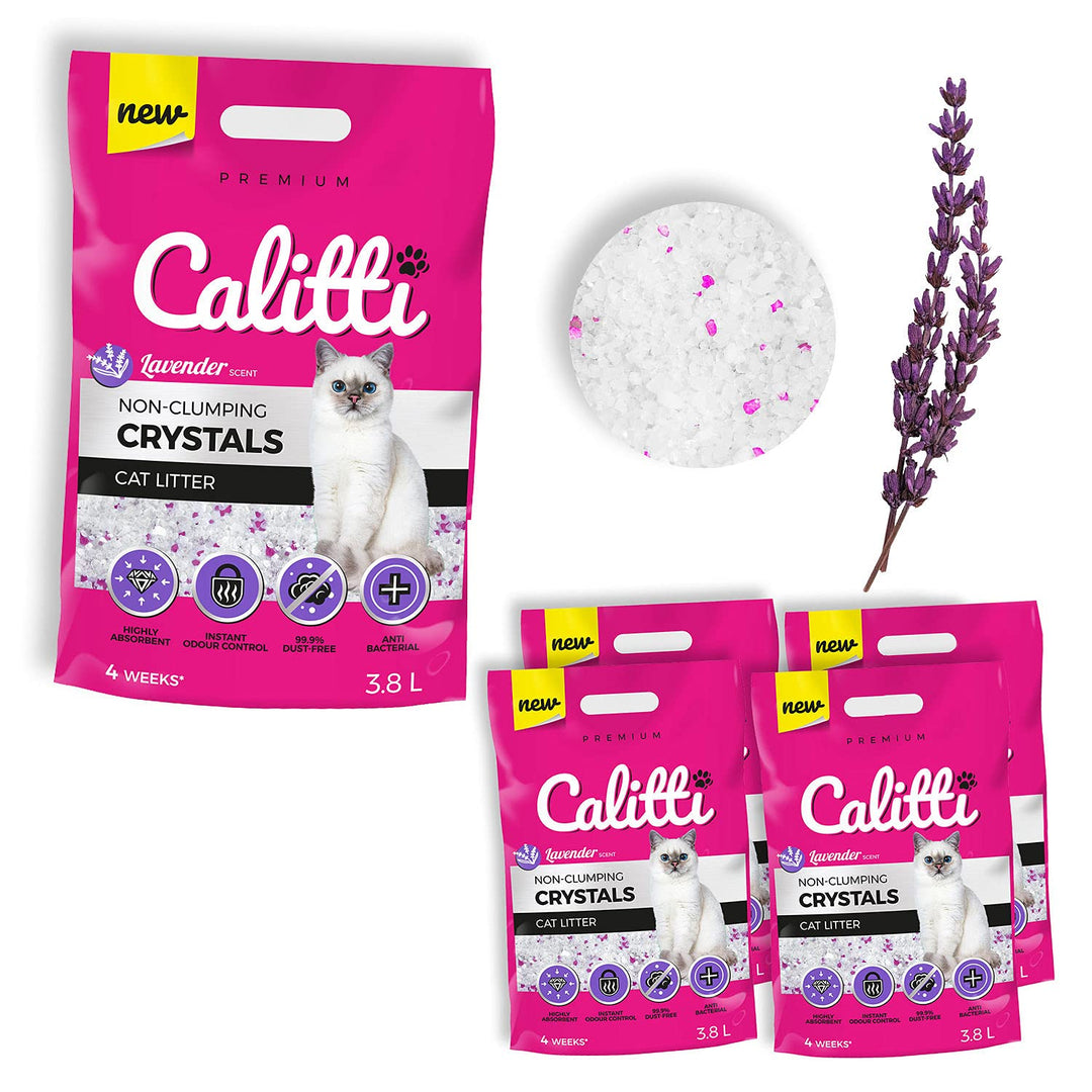 Calitti - Silikat Katzenstreu | Premium Crystals Silikatstreu | Antibakteriell Katzensand mit frisch