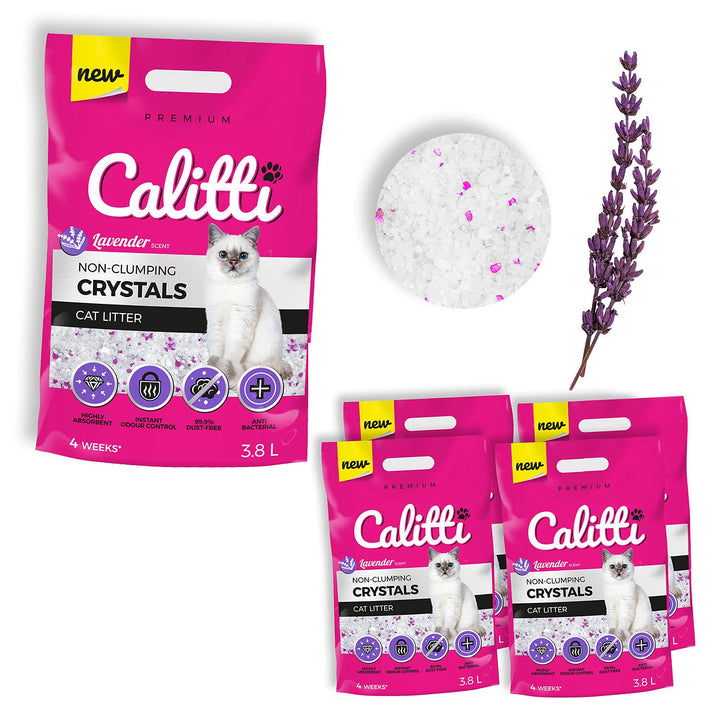 Calitti - Silikat Katzenstreu | Premium Crystals Silikatstreu | Antibakteriell Katzensand mit frisch