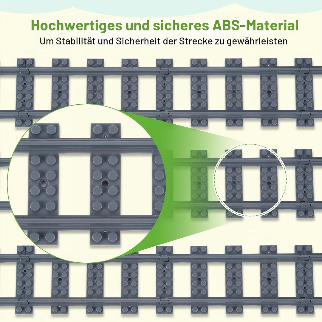 35 Stück Gerade Schienen Bausteine Set,APKLVSR City Schienen, City Zug Schienen Set,Spielzeug Eisenb