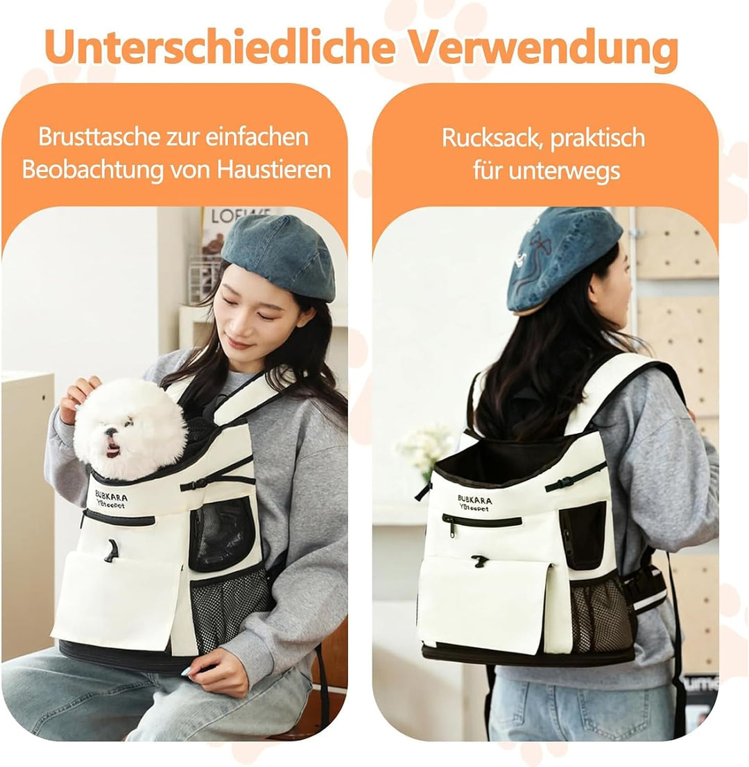 Hundetragerucksack, Haustier Tragetasche mit Gepolsterter Bodenmatte, Haustier Front Hundetragetasch