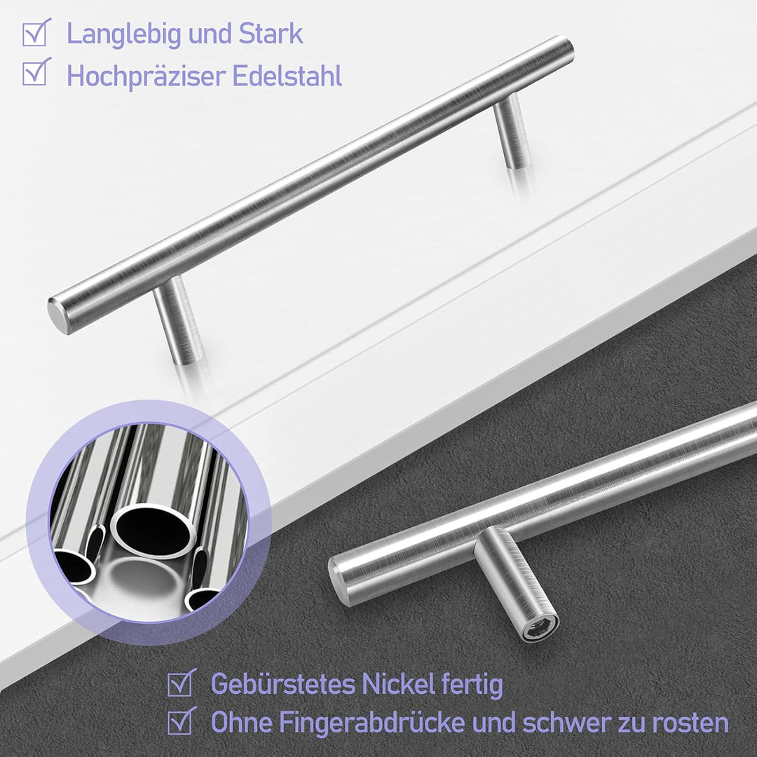 Duisrech Schrankgriffe Edelstahl 30 Stück 160mm möbelgriffe,griffe für küchenschränke Silber T-Zuggr