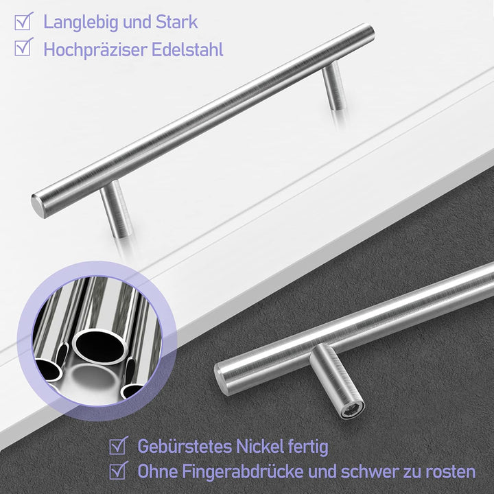 Duisrech Schrankgriffe Edelstahl 30 Stück 160mm möbelgriffe,griffe für küchenschränke Silber T-Zuggr