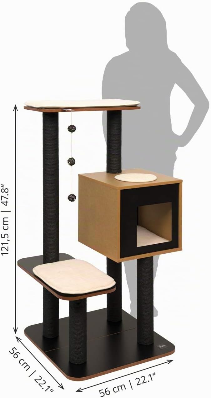 Catit,52046,Vesper AA8Katzenmöbel HighBase, schwarz, Kubus-Höhlemit zwei Plattformen, 1 Stück (1er P