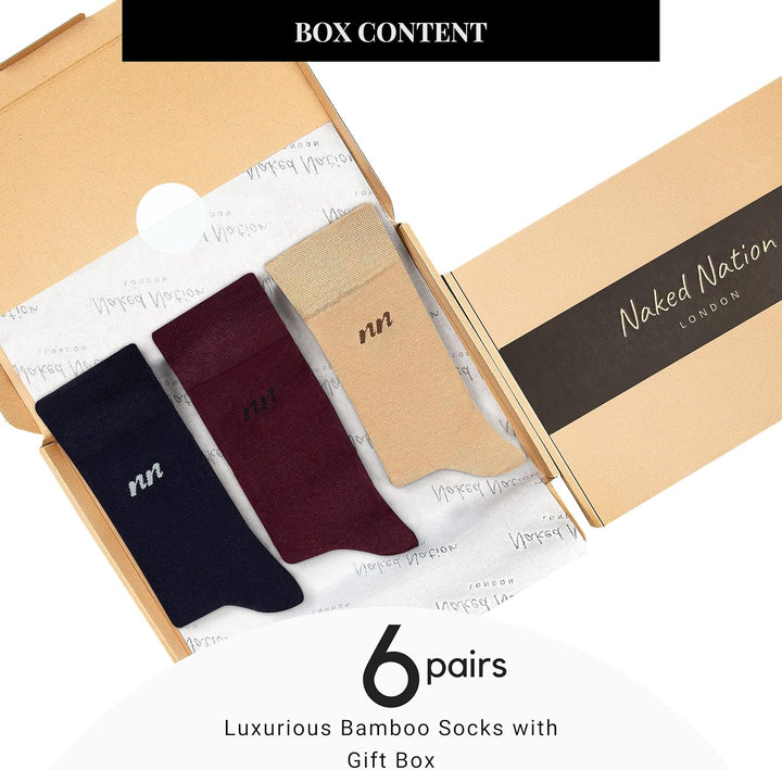 Naked Nation Premium Bambus Socken für Herren und Damen, 6 Paar Superweiches Top mit Komfortbund, Oh