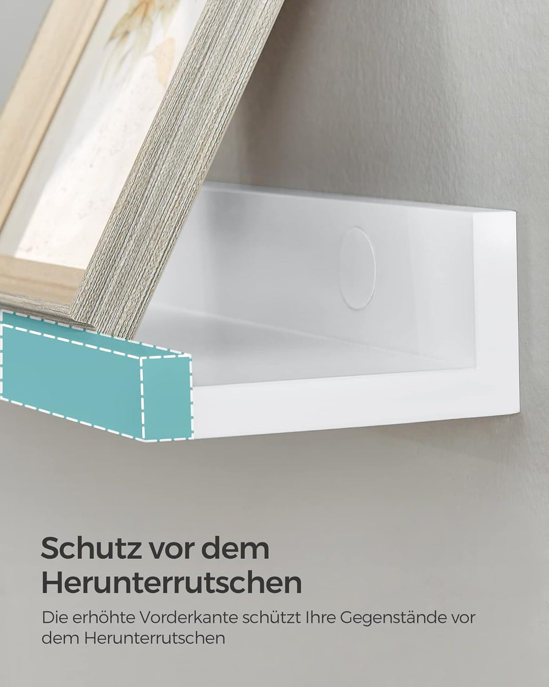 SONGMICS Wandregal, Schweberegal, 3er Set, 10 x 38 cm, Wandboard für Bilderrahmen und Bücher, Bilder