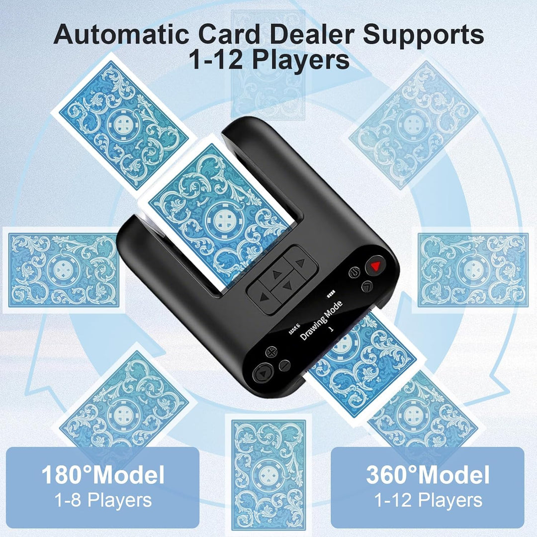 Automatischer Kartensendemaschine 180°/360° Drehung für 1–3 Decks, Karten Austeiler für 2–12 Spieler