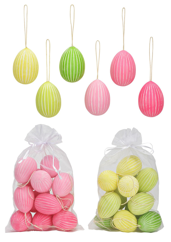 levandeo 24er Set Deko Eier Hängedeko Ostern Rosa Gelb Grün Pink Ostereier zum Aufhängen Osterdeko D