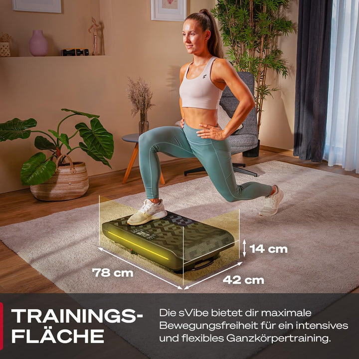 Sportstech 4D Vibrationsplatte für Zuhause, VP400 und sVibe, Smart LED, Trainingsbänder und Ropes, A