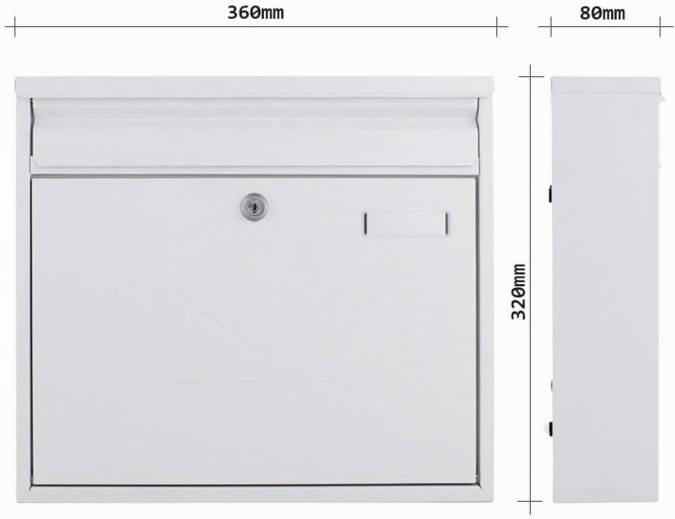 Rottner Briefkasten Teramo aus Stahl in Weiss, Mailbox, Postkasten, Zaunbriefkasten, DUO-Briefkasten