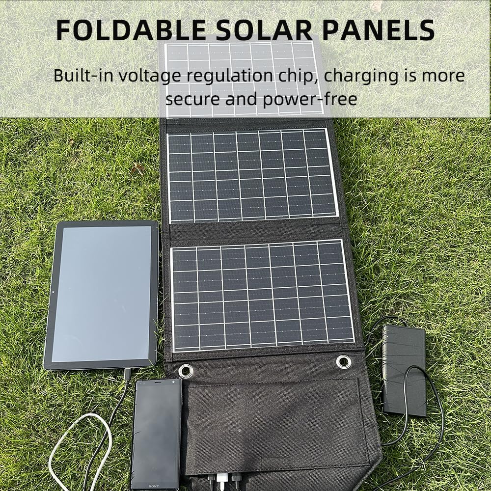 45W Solar Ladegerät tragbares wasserdicht, IP67 faltbares Solarpanel mit 2 USB-A und USB-C nschluss,