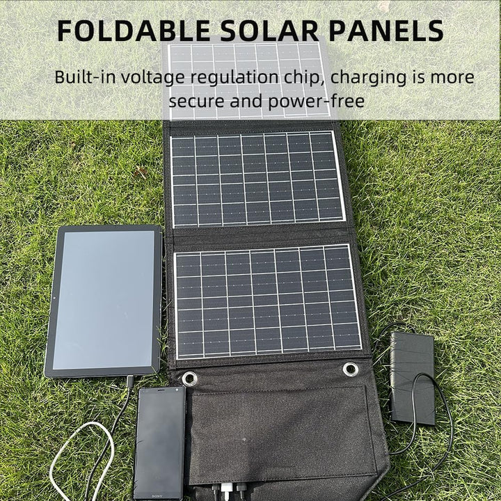 45W Solar Ladegerät tragbares wasserdicht, IP67 faltbares Solarpanel mit 2 USB-A und USB-C nschluss,
