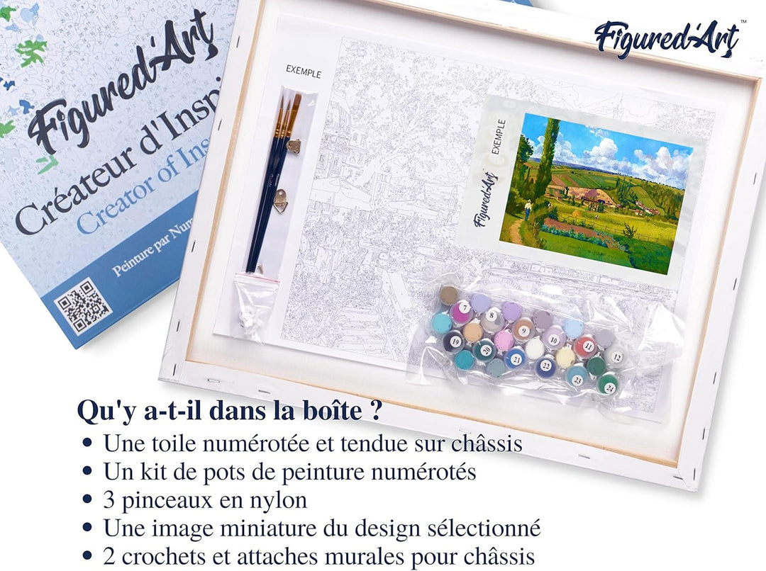 Figured'Art Malen Nach Zahlen Erwachsene Mit Rahmen Paysage aux Pâtis in Pontoise - Camille Pissarro