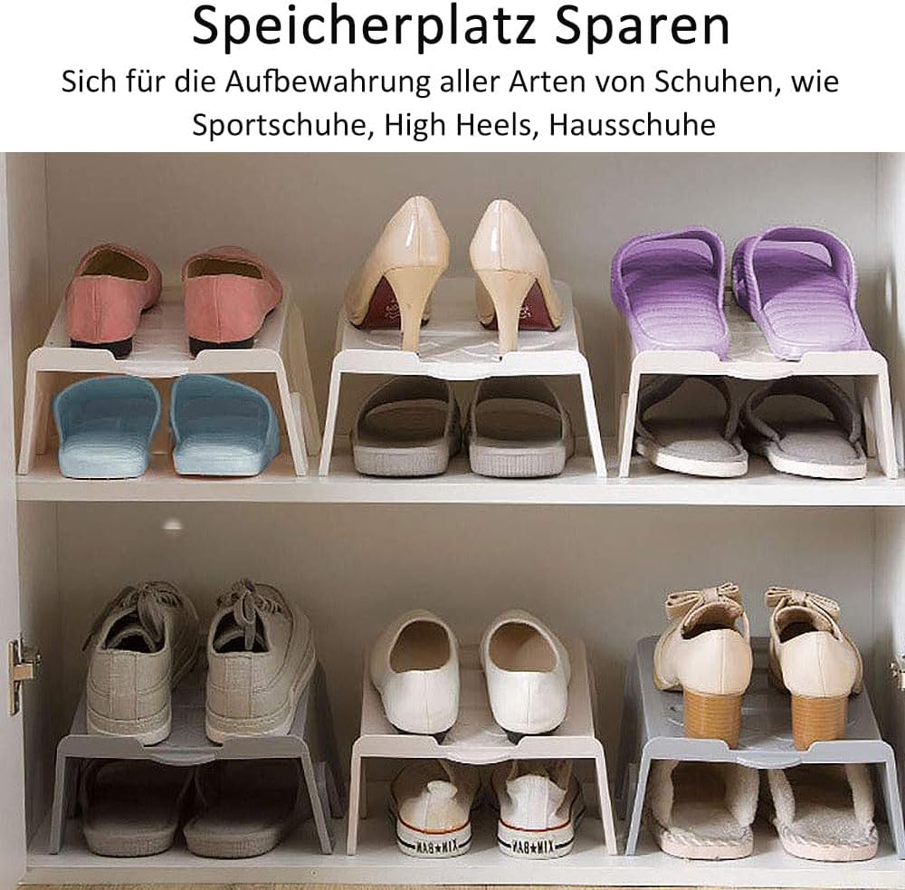 Schuhschlitze Organizer, 4 Stück Schuh Organizer Stapelbar, Rutschfest Schuhe Schrank Schuhorganizer