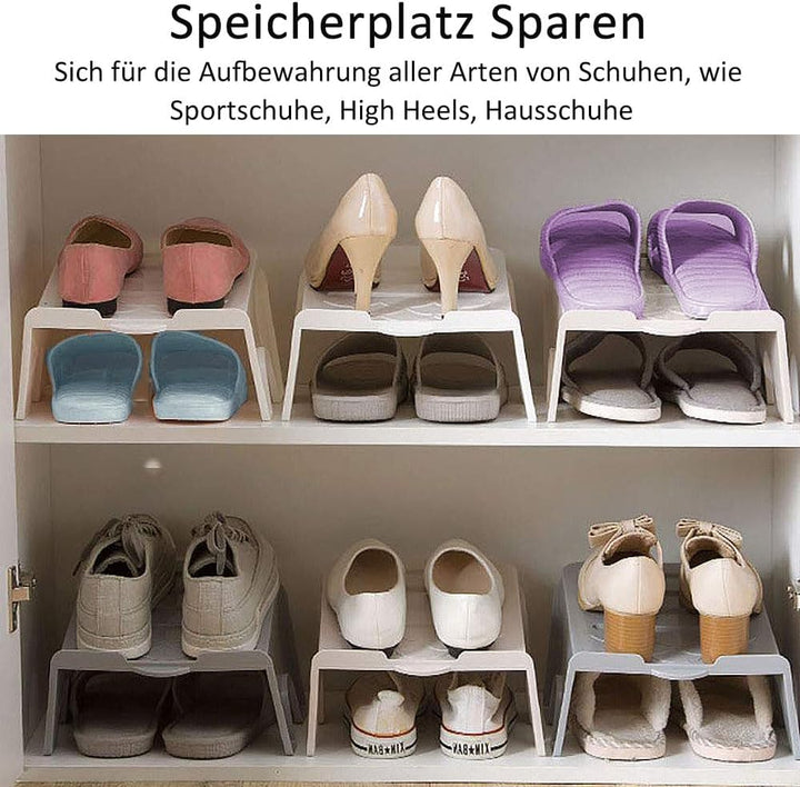 Schuhschlitze Organizer, 4 Stück Schuh Organizer Stapelbar, Rutschfest Schuhe Schrank Schuhorganizer
