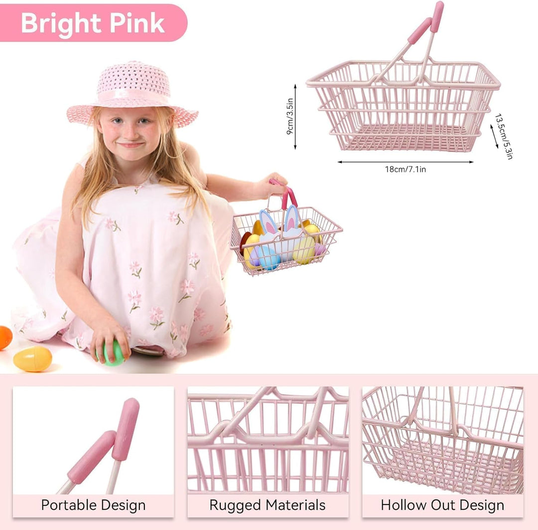 Mini-Rosa-Einkaufskorb für kleine Mädchen, Spielzeug-Kinder-Einkaufswagen-Serie, tragbarer Mini-Kind