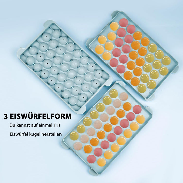 Kugel Eiswürfelform, Runde Eiswürfelbehälter mit Deckel für Cocktail, Whiskey, Kaffee, 2,5cm x 111 E