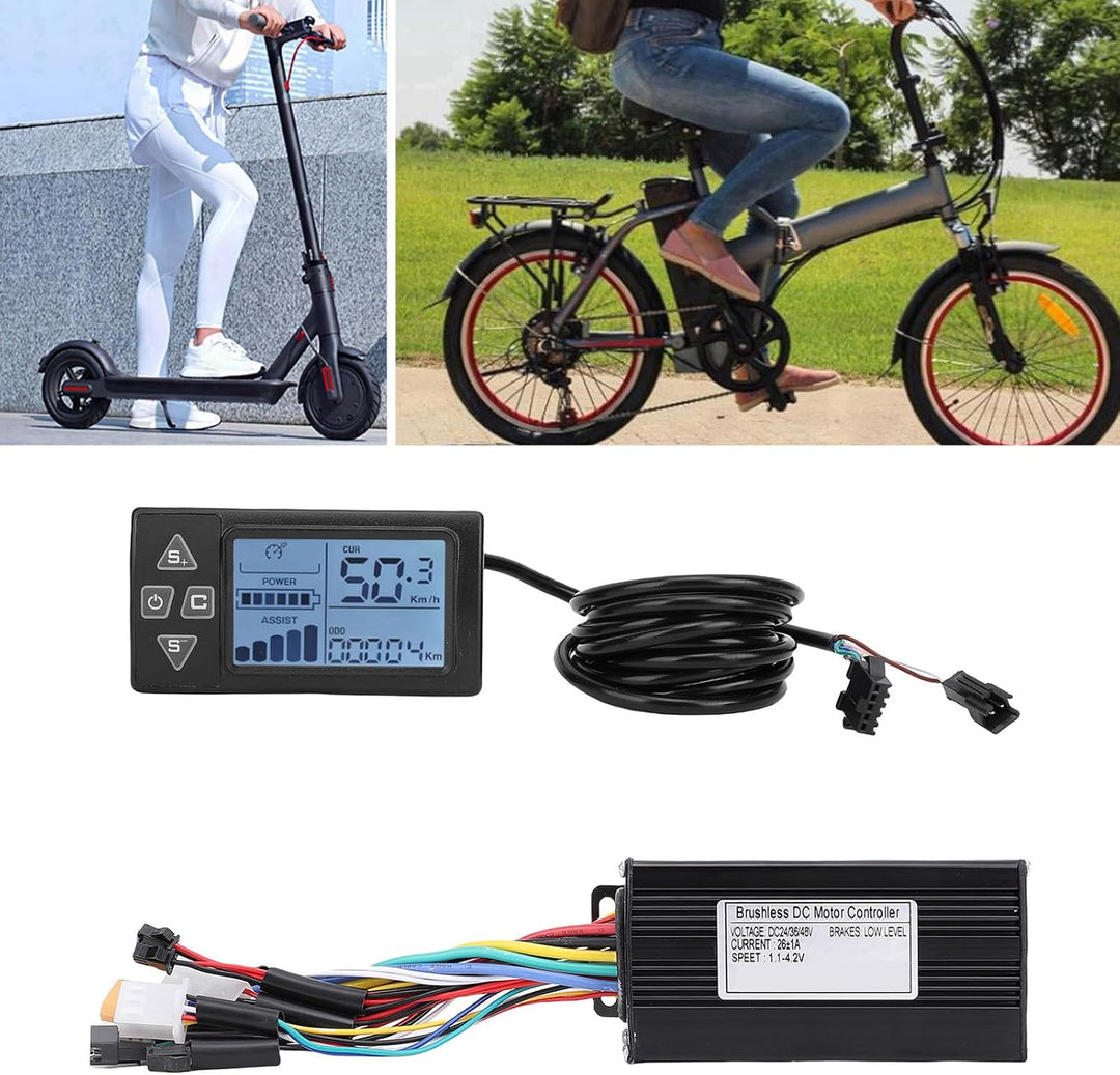 BuyWeek Elektrofahrrad Brushless Motor Controller Kit, 36V 48V 500W 750W 26A 3 Modus Sinuswellen Mot