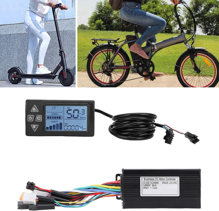 BuyWeek Elektrofahrrad Brushless Motor Controller Kit, 36V 48V 500W 750W 26A 3 Modus Sinuswellen Mot