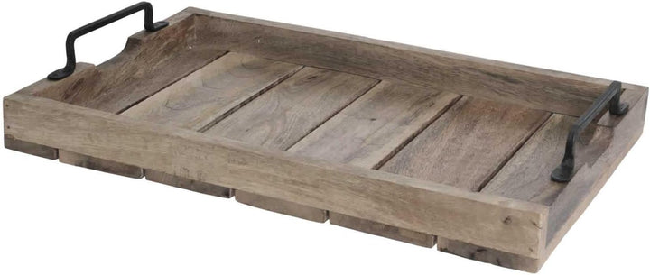LS-LebenStil XXL Mango-Holz Serviertablett 56x39x8cm Griff-Tablett Betttisch Betttablett Holztablett
