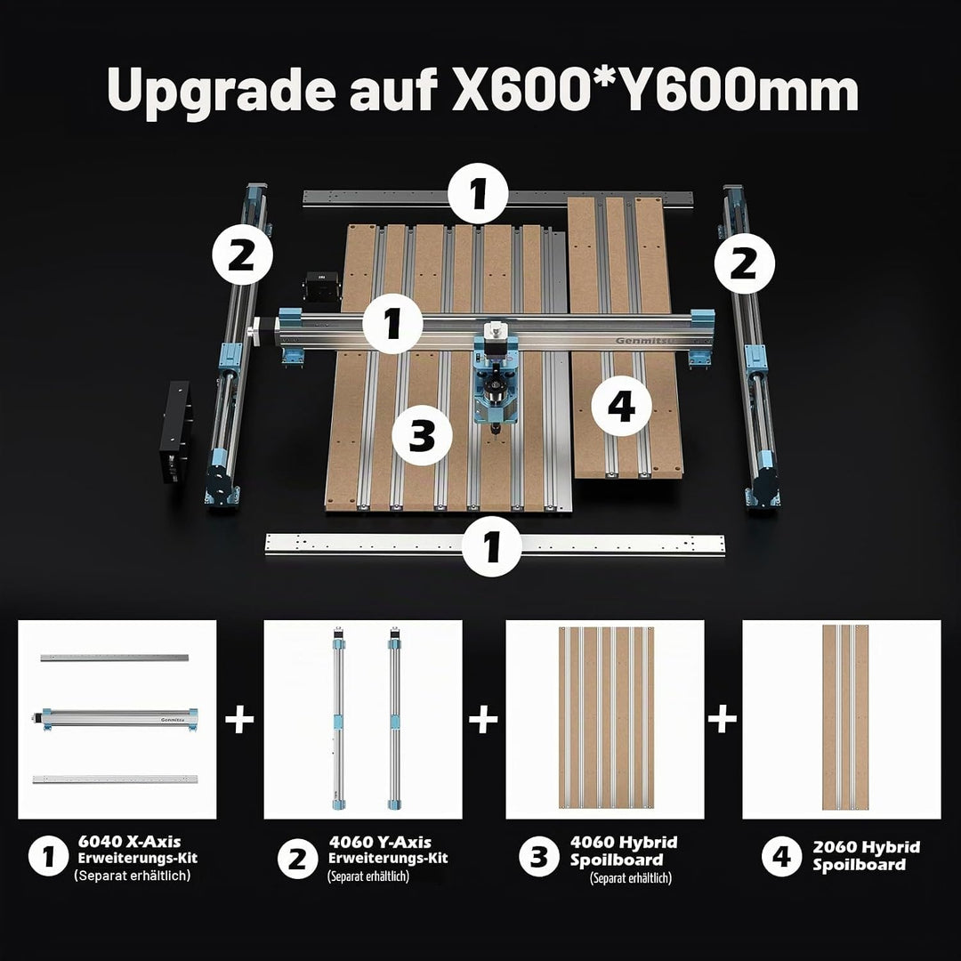 Genmitsu 4040-PRO X-Achsen-Erweiterungskit, 4040 Upgrade auf 6040, CNC-Zubehör für 4040-PRO CNC-Fräs