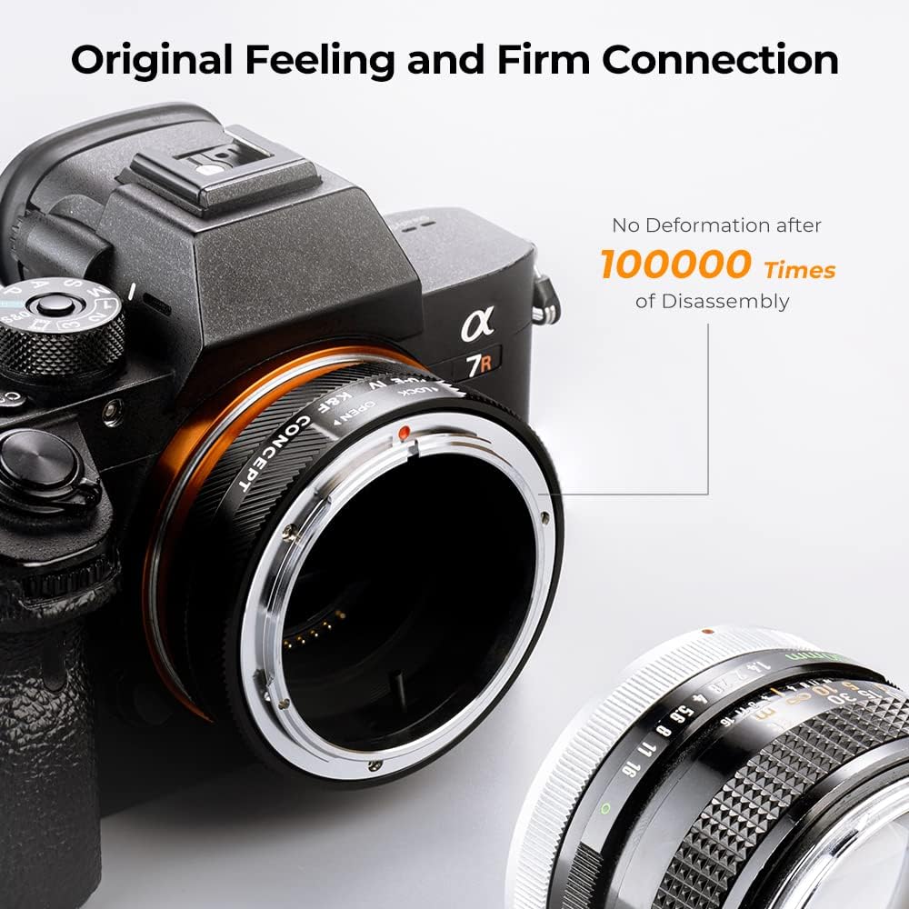 K&F Concept Lens Mount Adapter FD-NEX IV Manueller Fokus Kompatibel mit Canon FD & FL 35 mm Objektiv