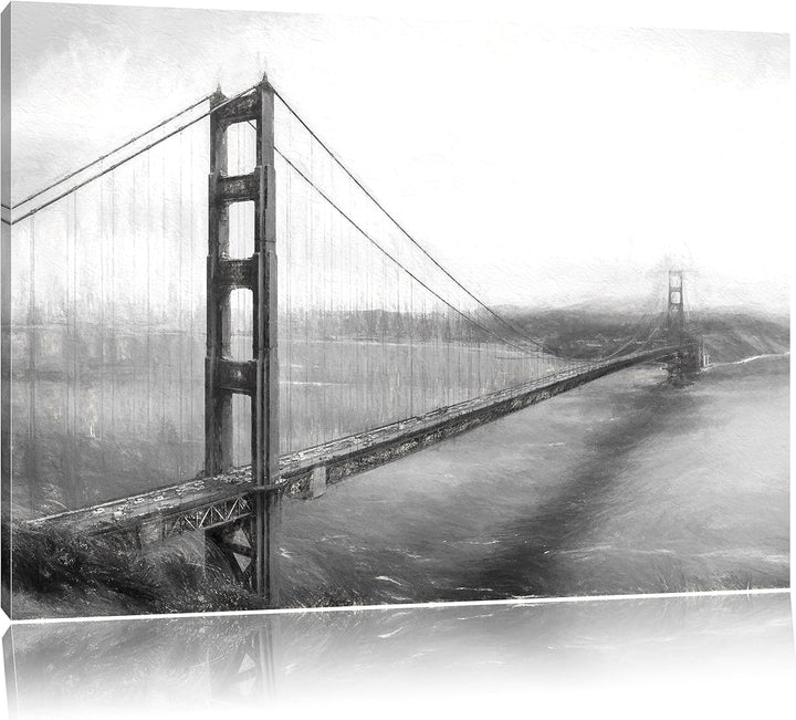 Pixxprint Golden Gate Bridge als Leinwandbild/Grösse: 100x70 / Wandbild/Kunstdruck/fertig bespannt,