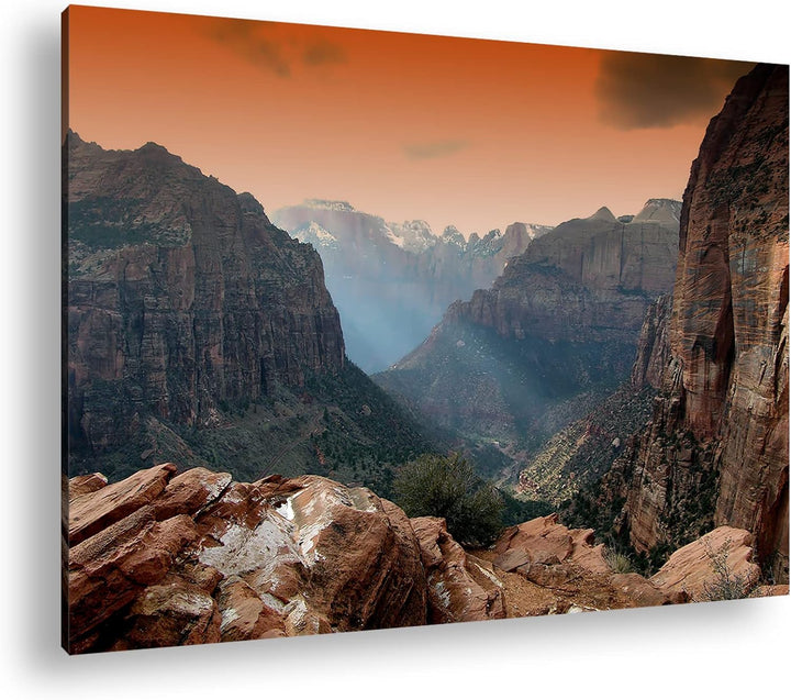 deyoli atemberaubender Zion-Nationalpark im Format: 80x60 als Leinwandbild, Motiv fertig gerahmt auf