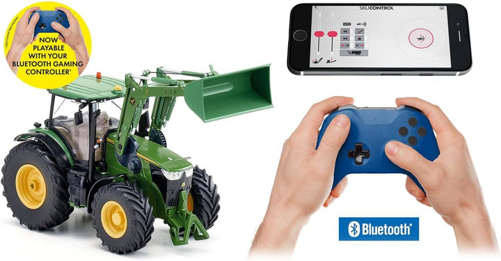 siku 6792, John Deere 7310R Traktor mit Frontlader, Grün, Metall/Kunststoff, 1:32, Ferngesteuert, St