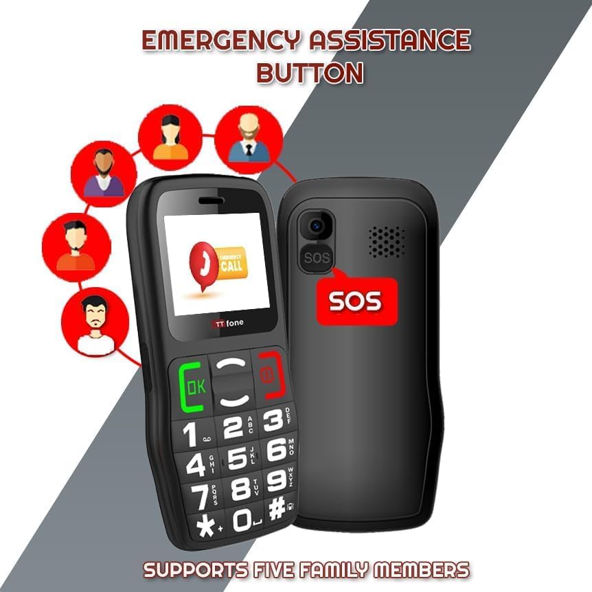 TTfone TT220 Big Button Handy für ältere Menschen mit Nothilfe-Taste, Sprechtasten, Lange Akkulaufze