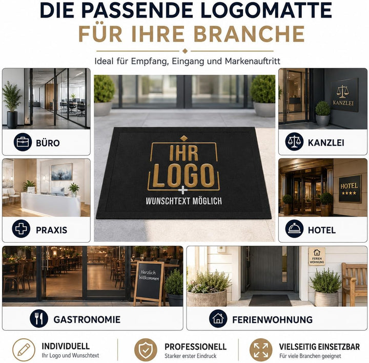 Print Royal Personalisierte Fussmatte mit Logo und Wunschtext - Logomatte - Schmutzfangmatte mit Log