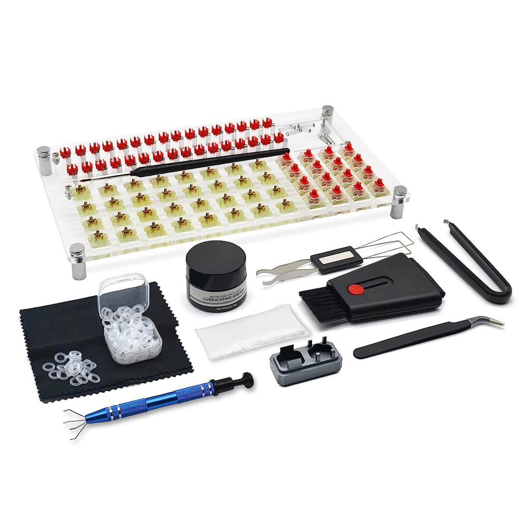 RUNJRX Acryl-Schmierstation für 32 Schalter, Tastatur-Schmierset, Schalteröffner, Schalter-Schmiermi