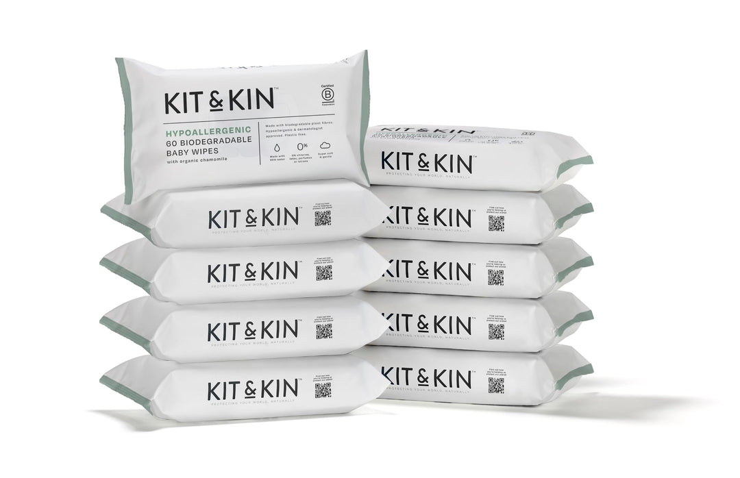 Kit &amp; Kin Feuchttücher Baby 600 Stück (10 Packungen), Hypoallergen Dermatologen Geprüft 99% Wasser W