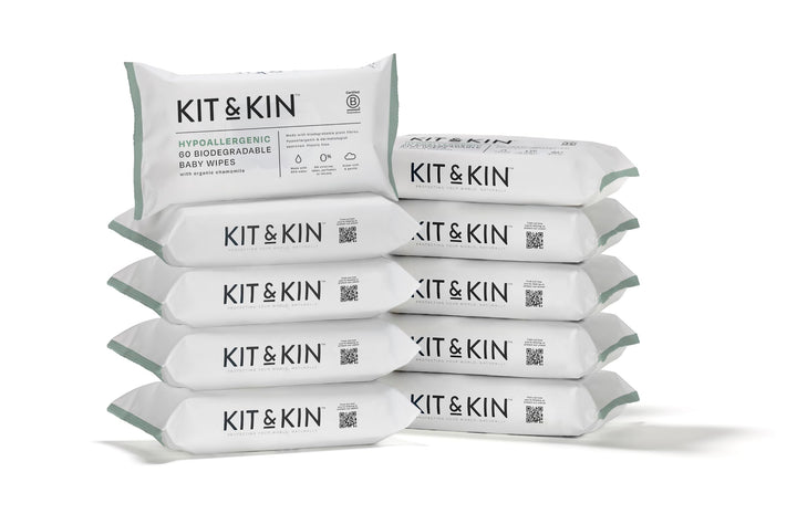 Kit &amp; Kin Feuchttücher Baby 600 Stück (10 Packungen), Hypoallergen Dermatologen Geprüft 99% Wasser W