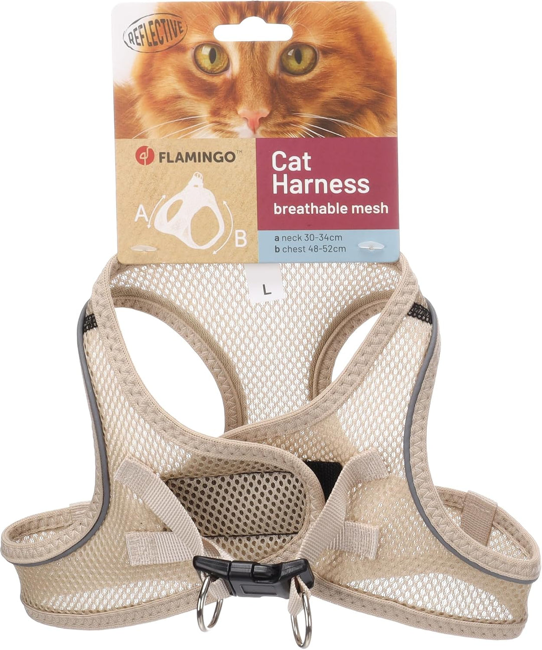 katzengeschirr - Step&amp;Go Berta beige L - 30-34 cm / 48-52 cm - Nylon mit atmungsaktivem mesh und ref