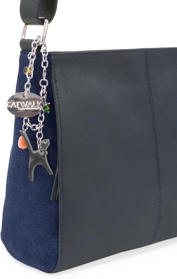 Catwalk Collection Handbags - Damen Umhängetasche Mittelgross - Crossbody Bag - Leder und Wildleder