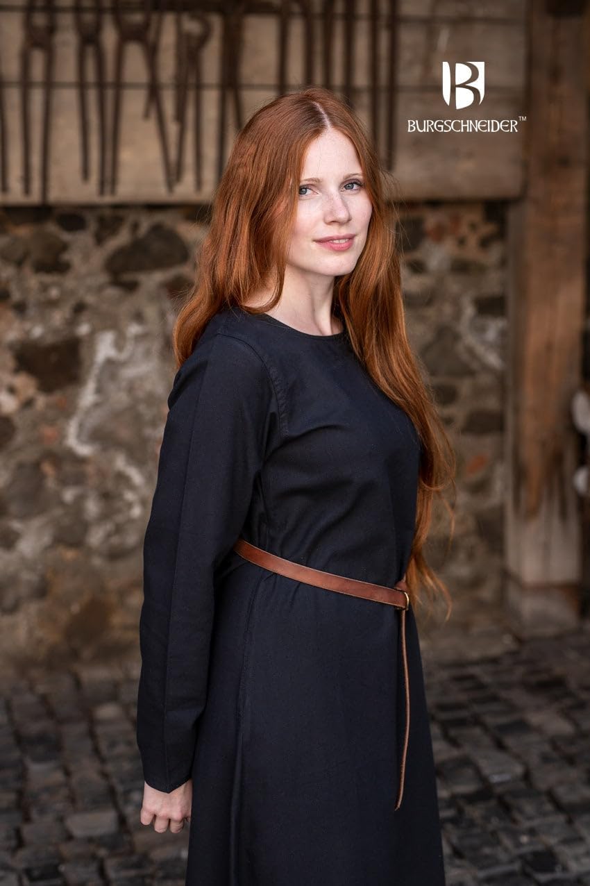 Burgschneider - Unterkleid Freya - Schwarz (M, für Damen &amp; Herren, Baumwolle) Historisch - Early Med