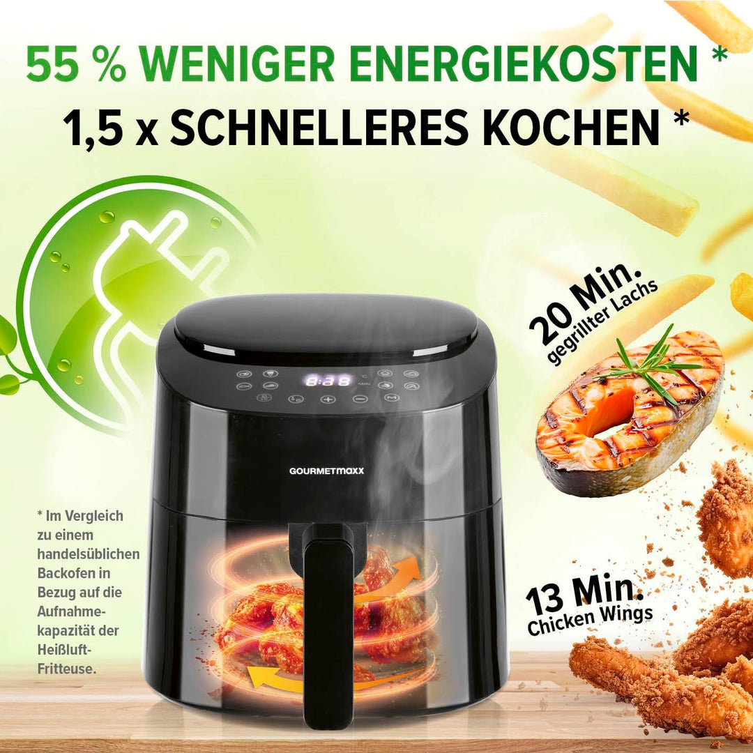 GOURMETmaxx Heissluftfritteuse | 4,5L Airfryer | Timer & Touchscreen | Fritteuse mit 9 Funktionen &