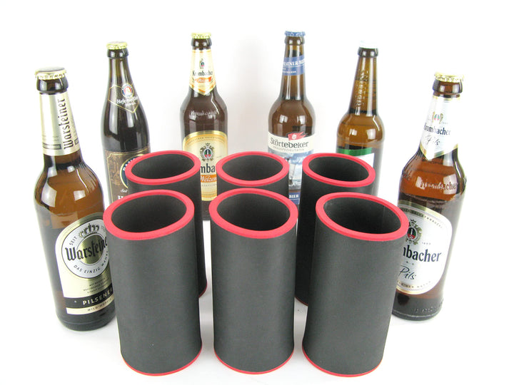 6X Schwarze Getränkekühler - Bierkühler - Flaschenkühler für 0,5L Bierflaschen aus bestem 5-6mm dick